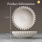 SWADESHI BLESSINGS HandCrafted Marble Ruffle Bowl/Antique Scallop Bowl/Fruit Bowl/Vintage Ring Dish/Decorative Flower Dish/HouseWarming Gift/Wedding Gifts/Urli (10 Inches)