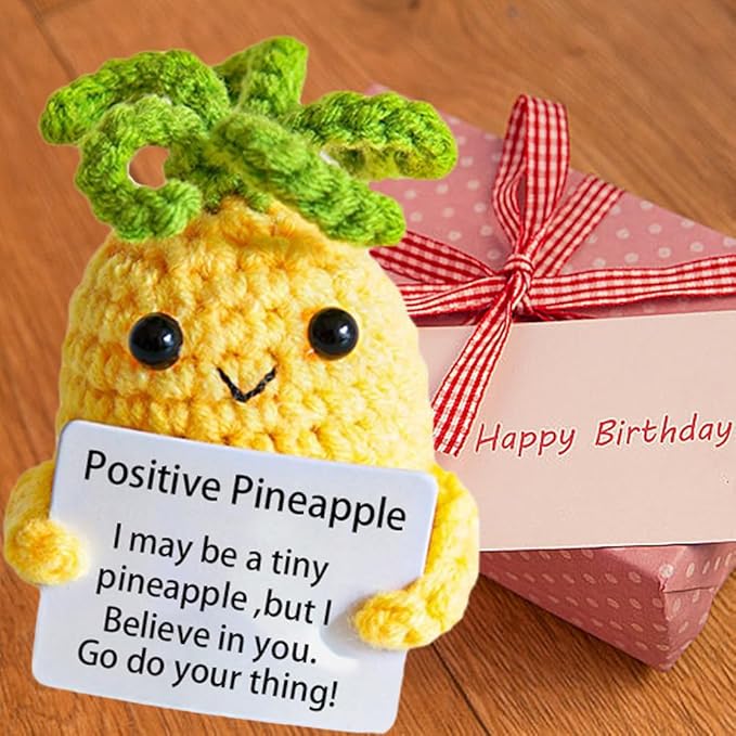 2Pcs Funny Gifts, Emotional Positive Support Potato Pineapple, Handmade Crochet Lemon Knitted Doll Gifts for Women, Boys, Girls.