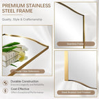 ANDY STAR Gold Bathroom Mirror, 24"x36" Brushed Brass Scalloped Wall Mirror in Stainless Steel Metal Frame, Unique Vanity Mirror with Modern Curved Edge Design, Ideal for Bathroom, Bedroom, Entryway