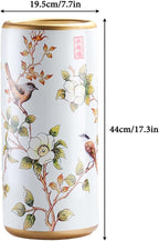 Ceramic Umbrella Stand Living Room Floor-Standing Freestanding Cane Chinese Umbrella Stand Multifunctional Painted Porcelain Vintage Ceramics Flower Vases for Home Office Entrance Indoor(C)