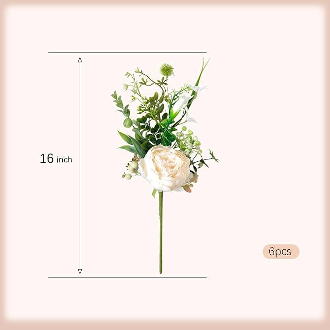 idyllic 6 Pack Artificial White Rose Stems for Spring Wreaths Front Door Decor Bendable Realistic Fake Roses for DIY Floral Arrangements Vase Centerpieces and Home Wedding Decoration