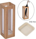 Umbrella Stand with Removable Plastic Drip Tray, Spacious Storage Bucket, for Home Entryway Decoration and Hotel Lobbies, Features a Solid Wood Umbrella Bucket, Acrylic Frame(Brown)