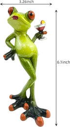 VVGIFTS Frog Figurines Decor Funny Cute Craft Resin Frog Sculpture Statue for Home Office Desk Tabletop Bathroom Decoration, Ornament Gift (Frog Drinking Drink)