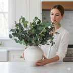SilkSerenade Large Round Vase for Bedroom Kitchen Living Room Table, Contemporary Farmhouse Decorative Flowers Iron Vases, Rustic Earthy Japandi Wabi Sabi Modern Centerpieces (Brushed Round Large)