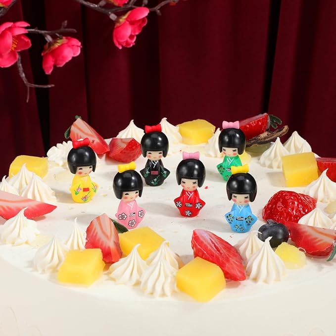 IMIKEYA 12Pcs Japanese Kimono Dolls Resin Miniature Kimono Ornament Figurines - Asian Geisha Decor for Home Table Party Favor Fairy Garden Decoration