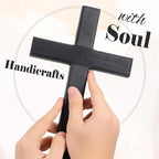 BESPORTBLE Wooden Cross for Wall: 11 Inch Hanging Large Cross, Rustic Christian & Catholic Wall Mounted Decor, Religious Wood for Home, Bedroom, Prayer Room - Party Decor (Black)