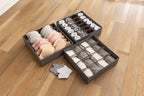 ALYER Collapsible Fabric Drawer Organizer Divider,Closet Storage Box Bins Containers for Panties,Underwear, Ties,Bras, Socks, Lingerie (Gray-24 cells)