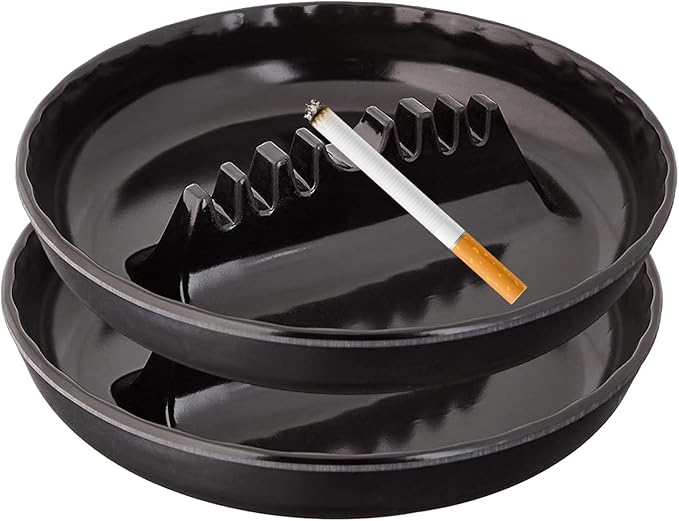 Ash Tray for Cigarettes - Ashtrays for Cigarettes Outdoor Ash Tray-2 Pack 7 Inches Large Size Patio Ashtray, Home Ashtray, Smokeless Tabletop Ashtrays,Trash Can(black)