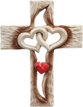 Oooct Carved Cross, Resin Cross Wall Decor, Intertwined Hearts & Never Separates Love, Great Christian Gift, Wall Art Gift, Home Living Room Decor - 6.88 × 5.23 Inch