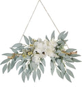 Artificial Flower Swag, 11.8in Eucalyptus Swags with White Flowers Handmade Greenery Hanging Decoration Swag for Wedding Arch Home Decor, Green, 210320XU03-7852-1500036402