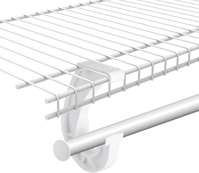 moonoom 10Pcs Hanging Closet Rod Support,3/4 Closet Shelf Rod Holder,Sturdy J-Shaped Closet Brackets for Hanging Clothes,Cabinets Storage and Curtain