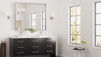 Keonjinn 48 x 40 in Brushed Nickel Bathroom Mirror, Rectangular Wall Metal Framed Vanity Mirror Square Corner Aluminum Alloy Modern Rectangle Wall-Mounted Mirror(Horizontal/Vertical)