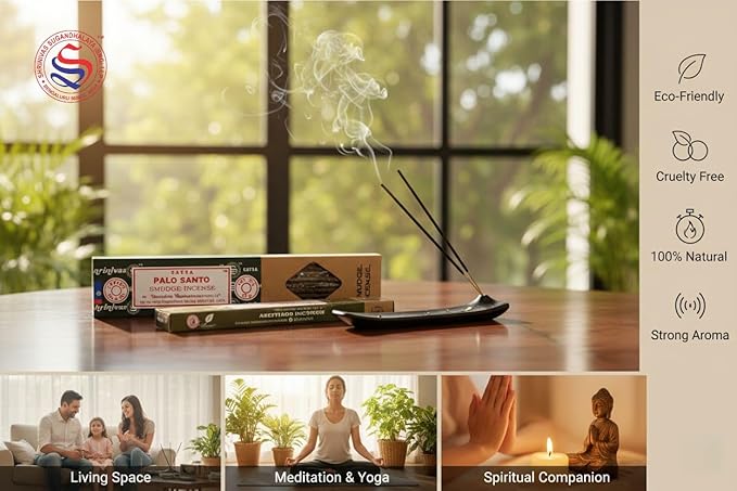 Satya Smudge Incense Stick – Hand-Rolled Indian Masala Incense for Meditation, Yoga & Spiritual Cleansing Pack of 6 (Palo Santo)