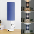 Dott Arts 18" Table Lamp for Bedroom, 3-Color Bedside Lamps with Pull Chain, Bedroom Table Lamps for Nightstand,AC Outlet Small Lamp for Living Room, Bulb Included Blue