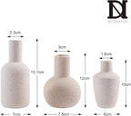 DN DECONATION Ceramic Vase Set of 3, Small Vases Home Decor Boho Rustic Farmhouse for Pampas Grass & Dried Fresh Flowers, Modern Decorative Vases for Living Room, Bedroom, Entryway, Shelf, Table Decor