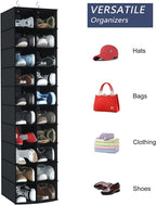 Libeder Hanging Shoe Organizer for Closet, Hanging Closet Organizers 20 Section Shoe Shelves, Space Saving Shoe Holder & Storage, Black, 12''W×12''Dx 50''H