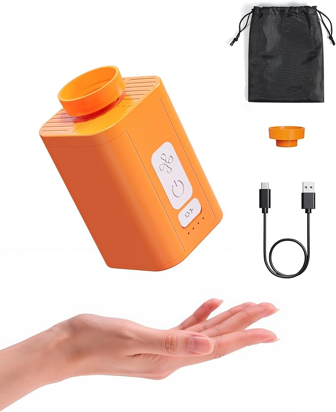 BAGSMART Pump for Vacuum Storage Bags, Potable Cordless Electric Air Pump, Rechargable Seal Bag Supplies for Compression Clothes, Blanket, Luggage- Orange