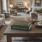 ORITZIO Green Faux Books Set of 9 - Concealed Storage Faux Books Perfect for Coffee Table, Home Staging, Interior Design & Fashion Books, Old Money Asesthetic