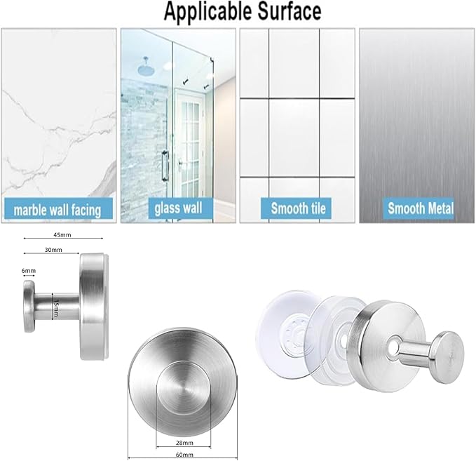Linwnil Suction Cup Hooks for Glass Window, 2025 Upgraded Christmas Wreath Door Hanger, No Drill Suction Cup Hooks for Wreaths on Glass, Garland Wreath Hangers for Front Door Shower Hooks (2, Silver)