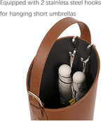Indoor Entryway leather Umbrella bucket，Large Capacity Umbrella Storage stand，tall umbrella holder,For Hotel,Offices,home,Commercial(Beige+dark brown)