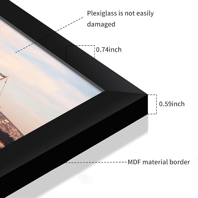 24x30 Picture Frame 3 Pack - Black Poster Frame Display Pictures 18x24 with Mat or 24 x 30 Without Mat for Wall Hanging Horizontal and Vertical