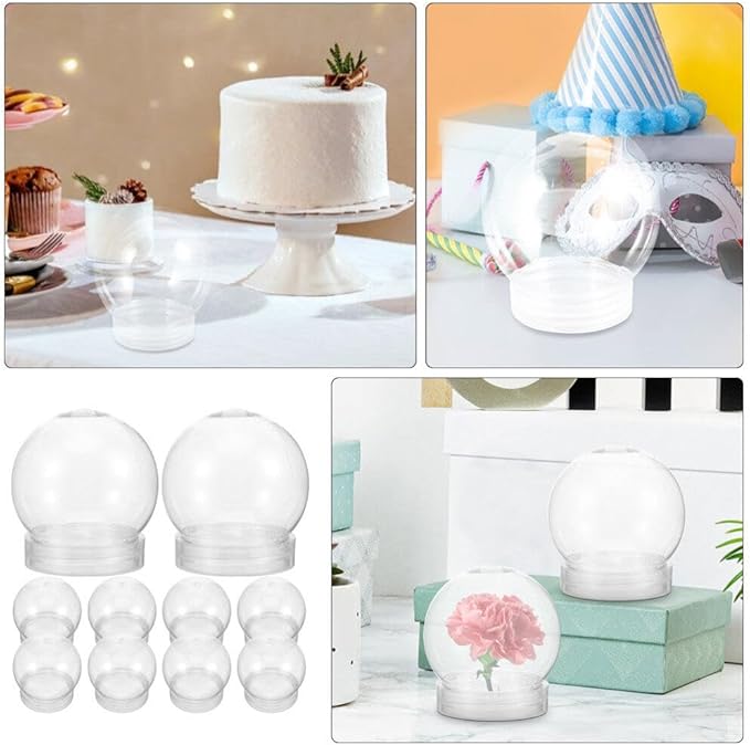 DIY Snow Globe Water Globe: 4 Inch Plastic Christmas Snow Balls Kit with Screw Off Caps - Fillable Display Balls Keepsake Sphere for DIY Crafts Home Decor, 10pcs