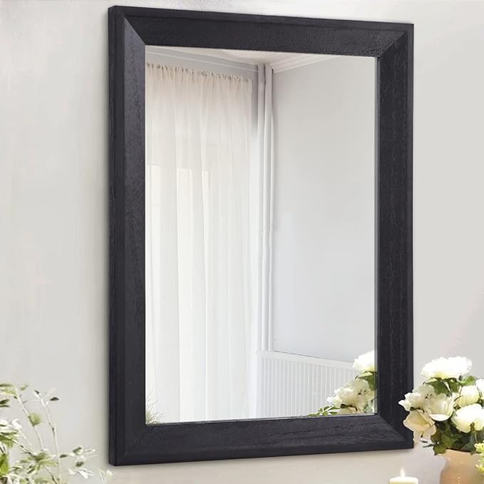 AAZZKANG Black Mirrors for Wall Rectangle Wood Framed Large 20"x16" Decorative Wall Mirror for Bedroom Bathroom Living Room Dressing Room Entryway