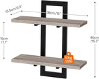 HOOBRO Floating Shelves, 15 Inch Wall Shelf Set of 4, Wall Mounted Storage Shelves 2-Tier, Hanging Bathroom Shelves, for Living Room, Bedroom, Bathroom, Kitchen, Greige and Black BG32BJP401