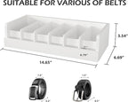 Belt Organizer for Drawer - Bamboo Belt Storage Organizer | Belt Rack for Closet Wall Mount Men Women Tie Sock Bra Scarf Ribbon(White, 6 Grids)