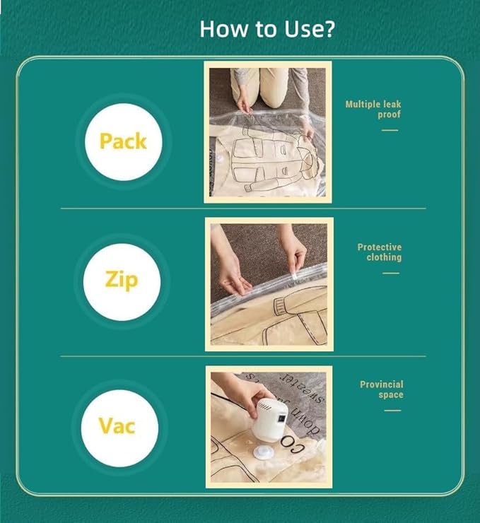 Hanging Vacuum Space Saver Bags 6 Pack, Closet Organizer Storage Bags, Vacuum Seal Clear Bags for Clothes, Suits, Dress or Jackets