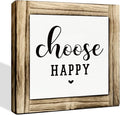 Positive Decor Signs, Happy Mindset Wood Sign, Decorative Wooden Box Signs, Farmhouse Desk Decor, Inspirational Home Office Decors, Housewarming Gift, Choose Happy Sign, 5.9×5.9 inches