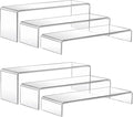 MerryNine Acrylic Risers 6 Pcs, Clear Risers Display Stand, Plastic Display Risers, Transparent Pop stand for Cupcakes, Figures, cosmetics, Collectibles Display, Rectangle-Large & Medium