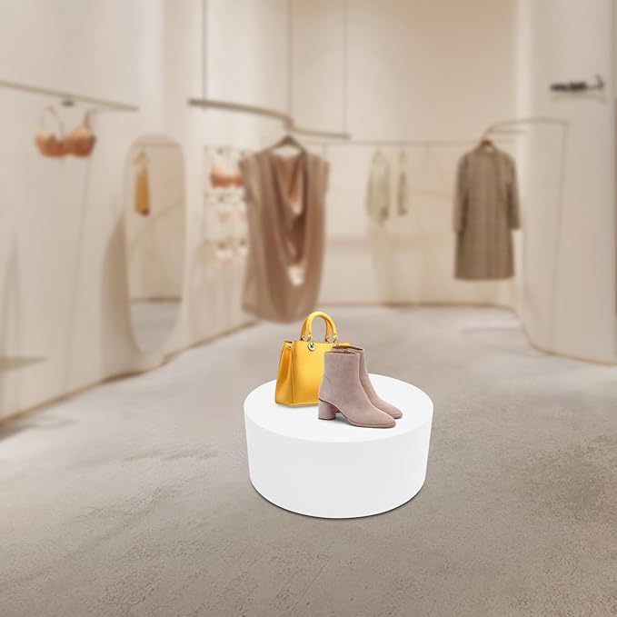 Round Display Pedestal Stand, Event Decor Display Plinth Stands, Bridal Shop Cylinder Plinth Raiser Table, Party Event Decor Circle Pedestal Stand for Boutiques Model Air Conditioner Heightening (White, 19.7*7.9in)