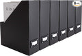 BLU MONACO Foldable Black Magazine File Holder | Set of 6 Cardboard Desk Organizer Boxes | Vertical Magazine File Holder | Standing File Holder | Office Classroom or Home