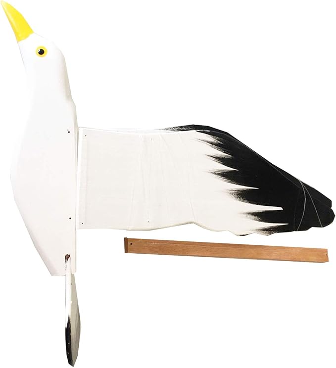 WitnyStore 18" White Black Seagull Wooden Flying Bird Mobile Kinetic Hanging Sculpture for Adult Collectors Handcrafted Room Decoration Display Art Dynamic Overhead Ornament