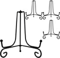 HENABLE 4PCS Premium Black Iron Plate Stands for Display 6 Inch, Decorative Solid Metal Plate Holders for Displaying, Mini Easel, Frame, Book, Card, Plaque, Bowl, Picture Stands for Display