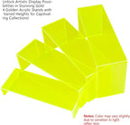 ELEGANTLIFE Acrylic Display Risers Set of 4, 4-Level Tiered Display Stands for Cupcakes, Small Figures & Jewelry, Compact Countertop Display Shelf, Multiple Colors Available (Light Green (Translucent))