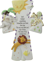 God Created Everything 7 inch Resin Stone Decorative Hanging Wall Cross