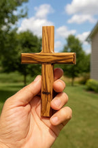 Zuluf Bethlehem Olive Wood Wall Cross | 4.7" Handmade Christian & Catholic Decor Christmas Wall Hanging Gift | Religious Spiritual Jesus Small Wooden Cross for Wall Decor cruz de madera pequeña