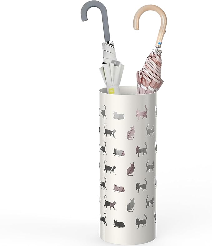 Mango Steam Round Cat Parade Umbrella Stand 22" Tall, White