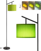 EDISHINE Modern Floor Lamps for Living Room, 64.7" Minimalist Standing Lamp with 3 Color Temperatures Bulb & Adjustable Linen Shade, Foot Pedal Switch, Arc Tall Lamp for Office Bedroom, Green Shade
