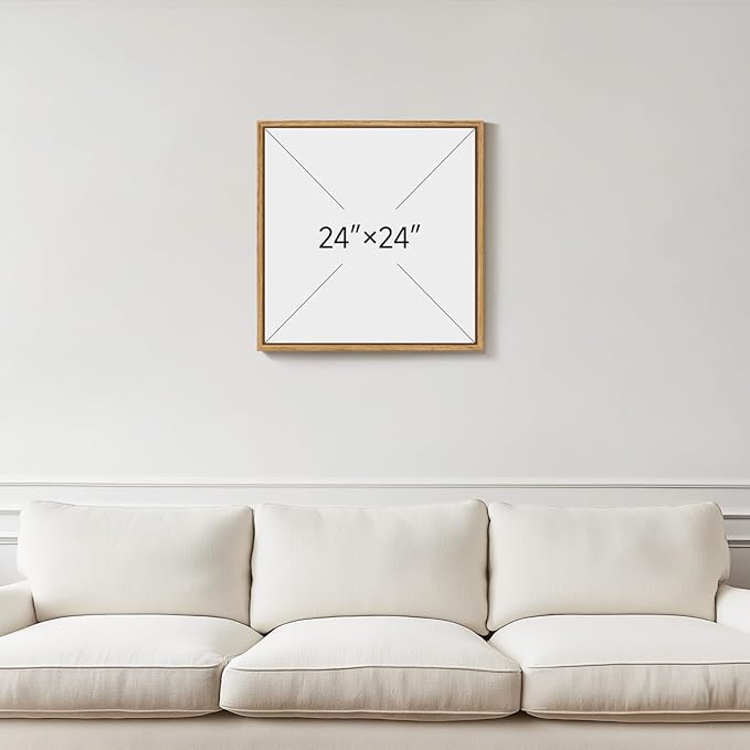 Framed Boho Abstract Sunset Wall Art for Living Room, Square Orange Minimalist Canvas Artwork for Walls, Mid Century Modern Bohemian Pictures Wall Decor for Bedroom Hallway Home Office, 24x24 Inch