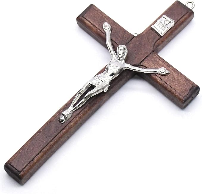 CHENGXIN Catholic Crucifix Wall Cross 3 Pack, Small Wooden Cross with Jesus for Home Decor, 4.7 inches