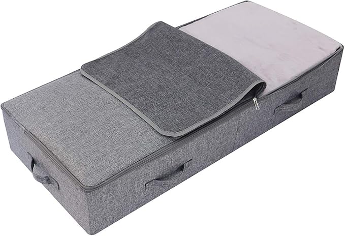 iwill CREATE PRO Under Bed Storage Bin, 100cm Large Foldable Container with Lid | 39.4"x16.9"x7" Dust-Proof Washable Organizer for Shoes, Clothing, Bedding | Durable Plastic Board, Dark Gray