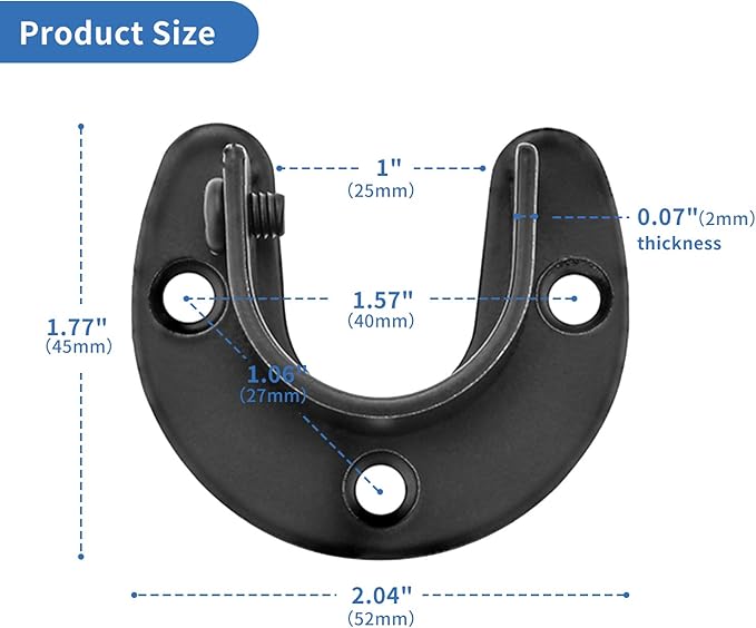 Stainless Steel Closet Rod Brackets, 1 Inch Diameter Support 2 Pcs, Heavy Duty Curtain Rod Holder, Black End Support With Screws