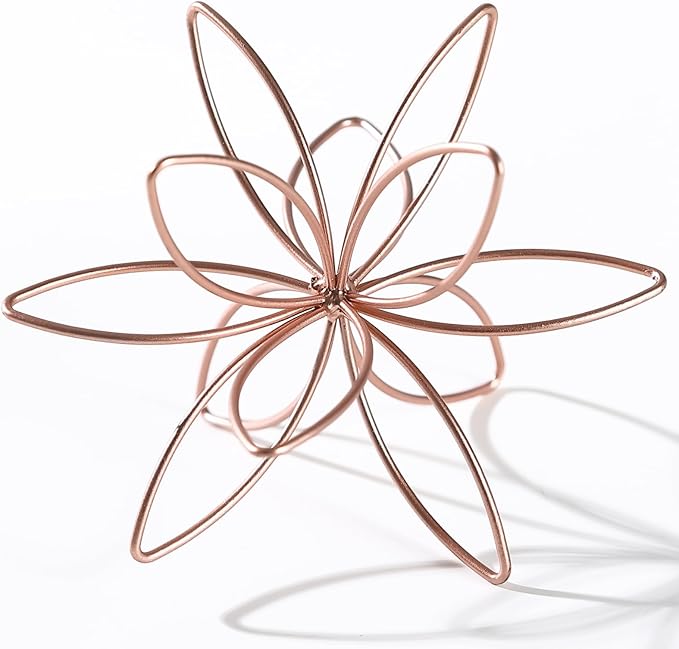 8" Metal Sphere Decor, Metal Floral Tabletop Sculpture, Abstract Tabletop Decorative Spheres for Home Decor (Rose Gold)