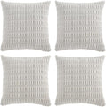 Fancy Homi 4 Packs Decorative Throw Pillow Covers for Living Room Couch Bed, Modern Farmhouse Boho Home Décor Accent Cushion Case, 18" x 18", White