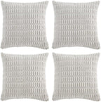 Fancy Homi 4 Packs Decorative Throw Pillow Covers for Living Room Couch Bed, Modern Farmhouse Boho Home Décor Accent Cushion Case, 18" x 18", White