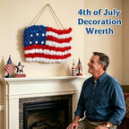 4th of July Decorations Outdoor Patriotic Wreaths for Front Door 250th Anniversary Decorations Red White and Blue American Flag Wreath (American Flag Sunflower C)