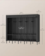 SONGMICS Wardrobe Closet, 83.5 Inch Large Capacity Portable Closet, Clothing Rack, 25 mm Dia,Thick Steel Tubes, Clothes Organizer with Fabric Cover, 5 Hanging Rails, 10 Shelves, Ink Black URDR095B01
